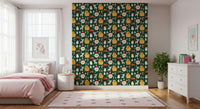 Charming Christmas village on Festive Friends Forever Wallpaper.