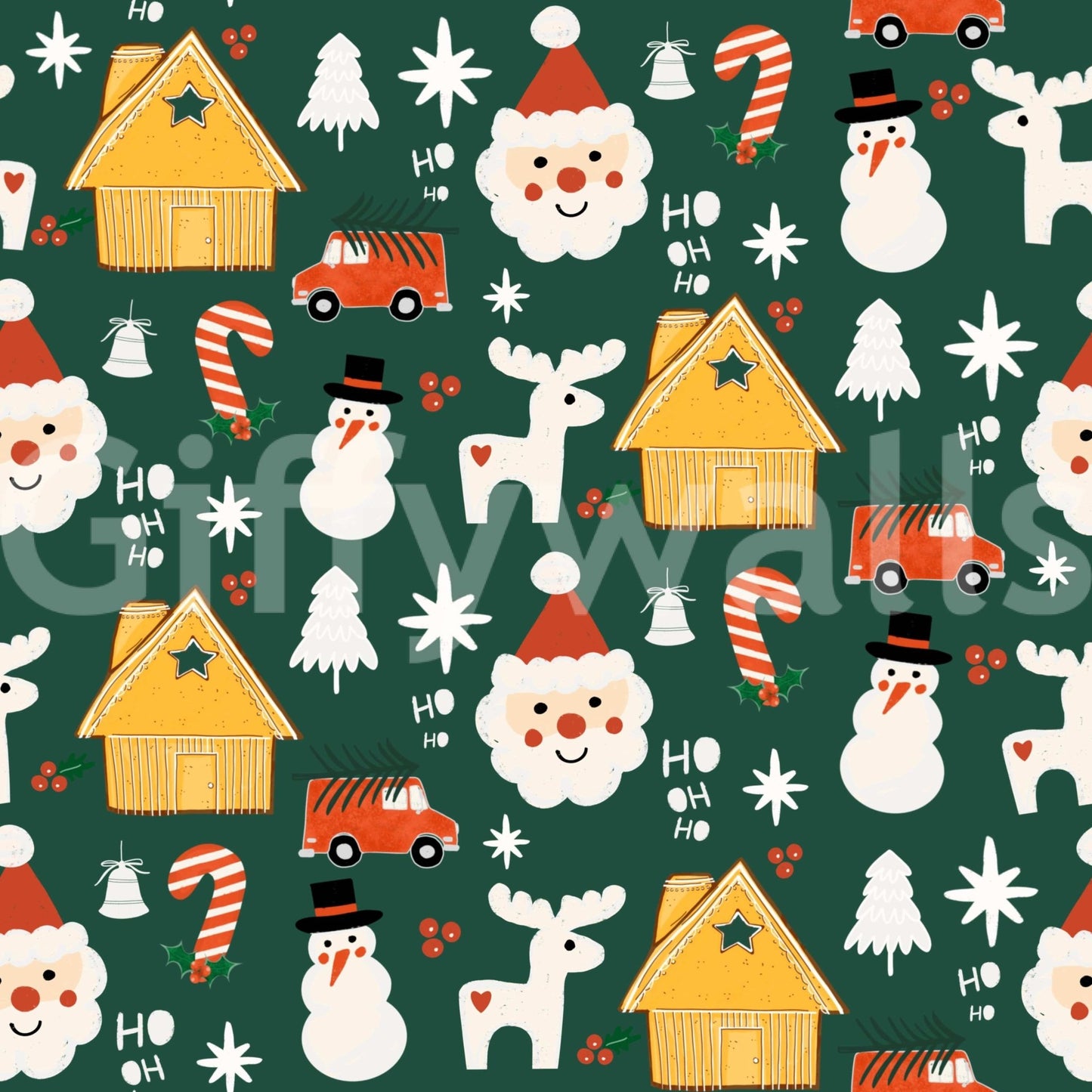 Rustic holiday motifs on Festive Friends Forever Wallpaper.