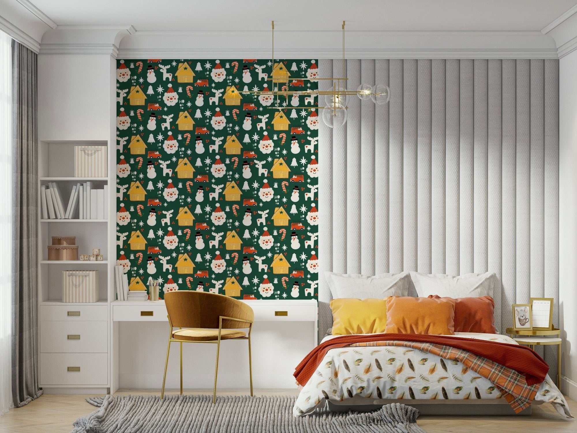 Festive Friends Forever Wallpaper featuring a joyful Santa., GD6560