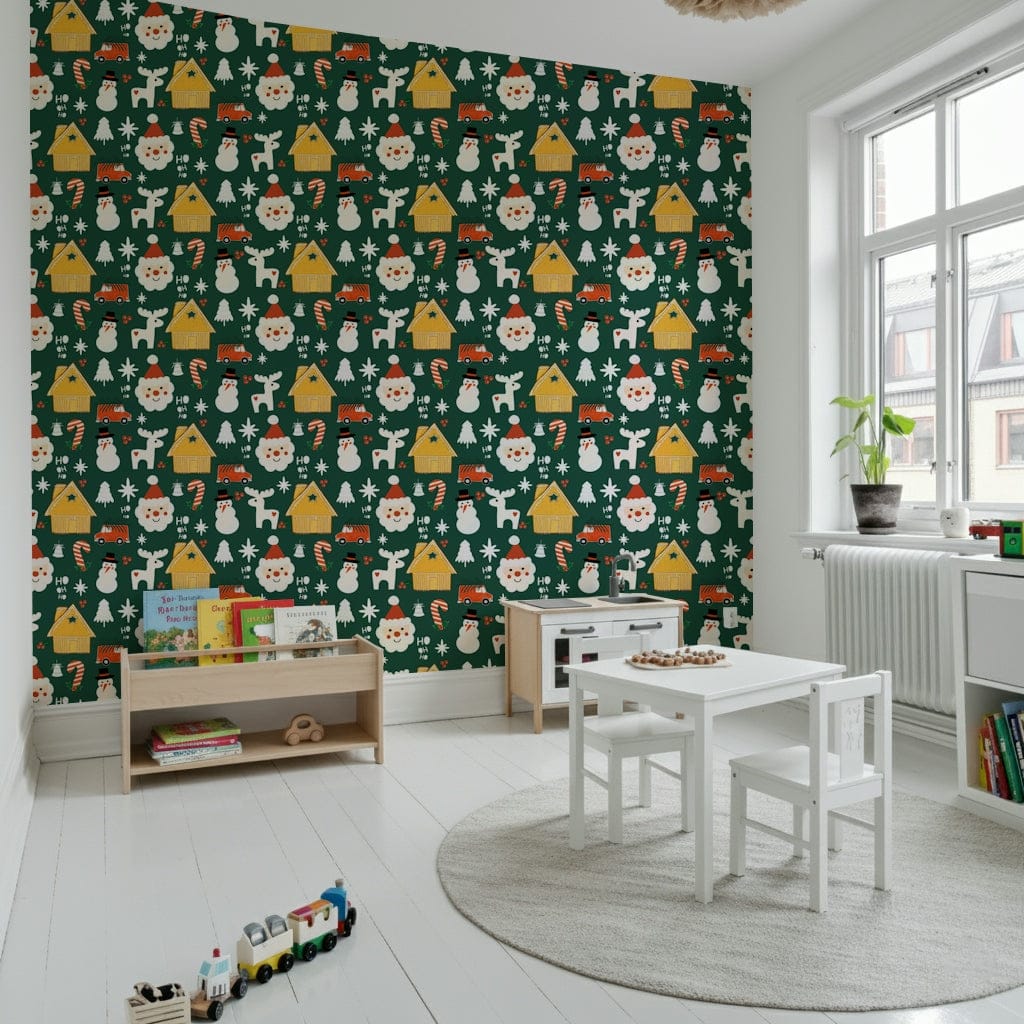 Playful reindeer on the Festive Friends Forever Wallpaper design.