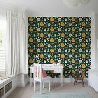 Seasonal stars and bells on Festive Friends Forever Wallpaper.
