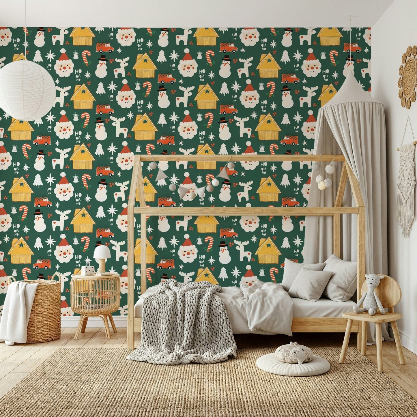 Green background of Festive Friends Forever Wallpaper.