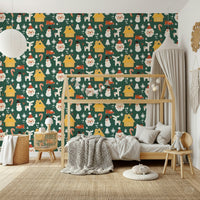 Green background of Festive Friends Forever Wallpaper.