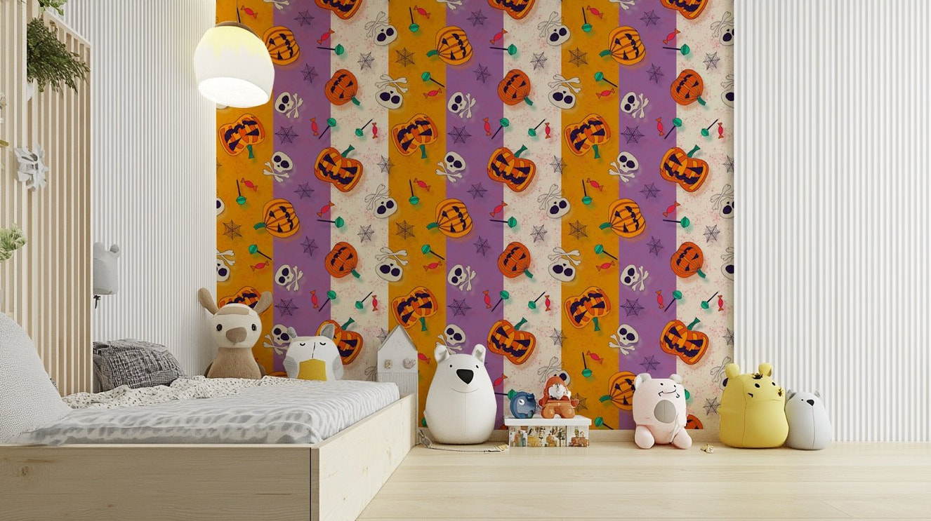 Festive Halloween Pattern graveyard wallpaper

