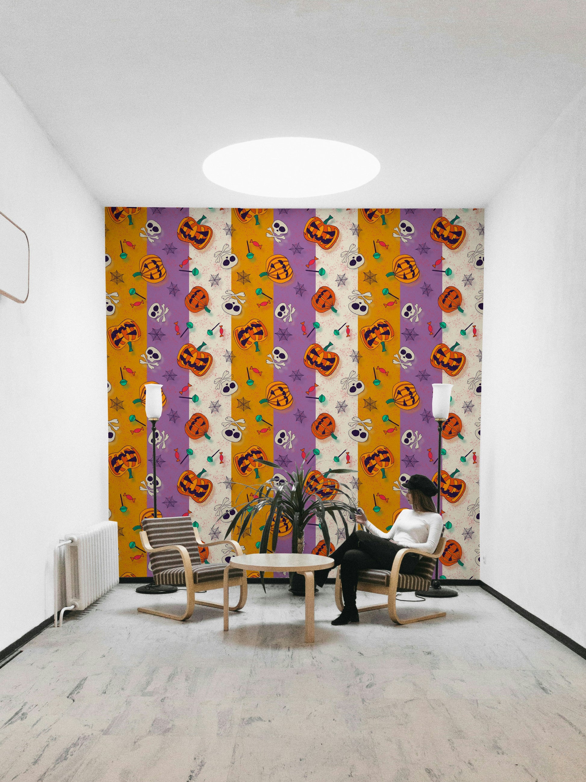 Festive Halloween Pattern ghost wall mural