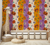 Festive Halloween Pattern moon mural wallpaper

