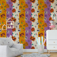 A living room with a unique Halloween  Pattern wall mural

