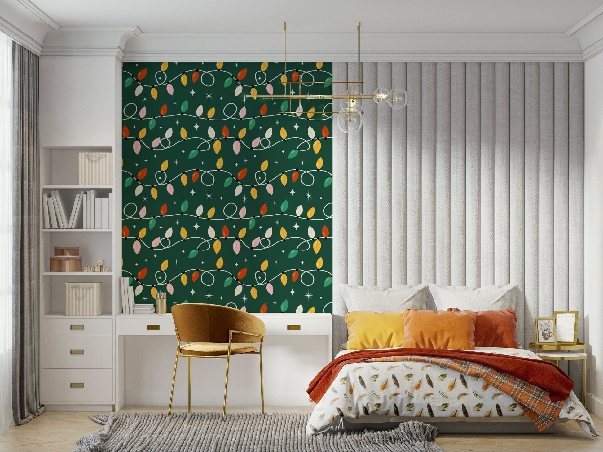 Festive Lights Pattern featuring whimsical, glowing star accents wallpaper.