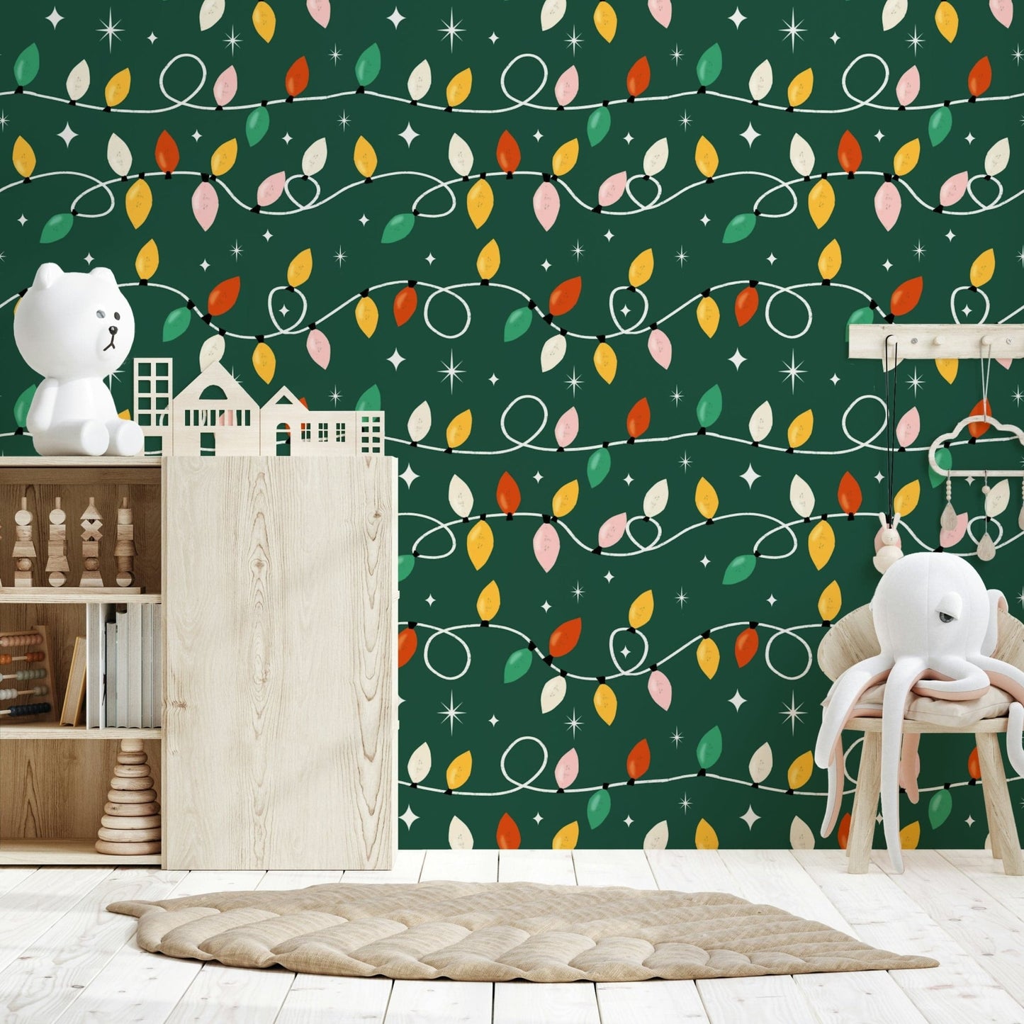 Festive Lights Pattern showing white cords and twinkling shapes.