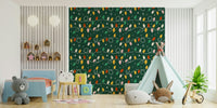 Festive Lights Pattern wallpaper mural with colorful string bulbs.