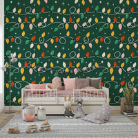 Joyful string light design, a peel and stick wallpaper choice.