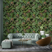 An interior with a fun and lively accent wall

