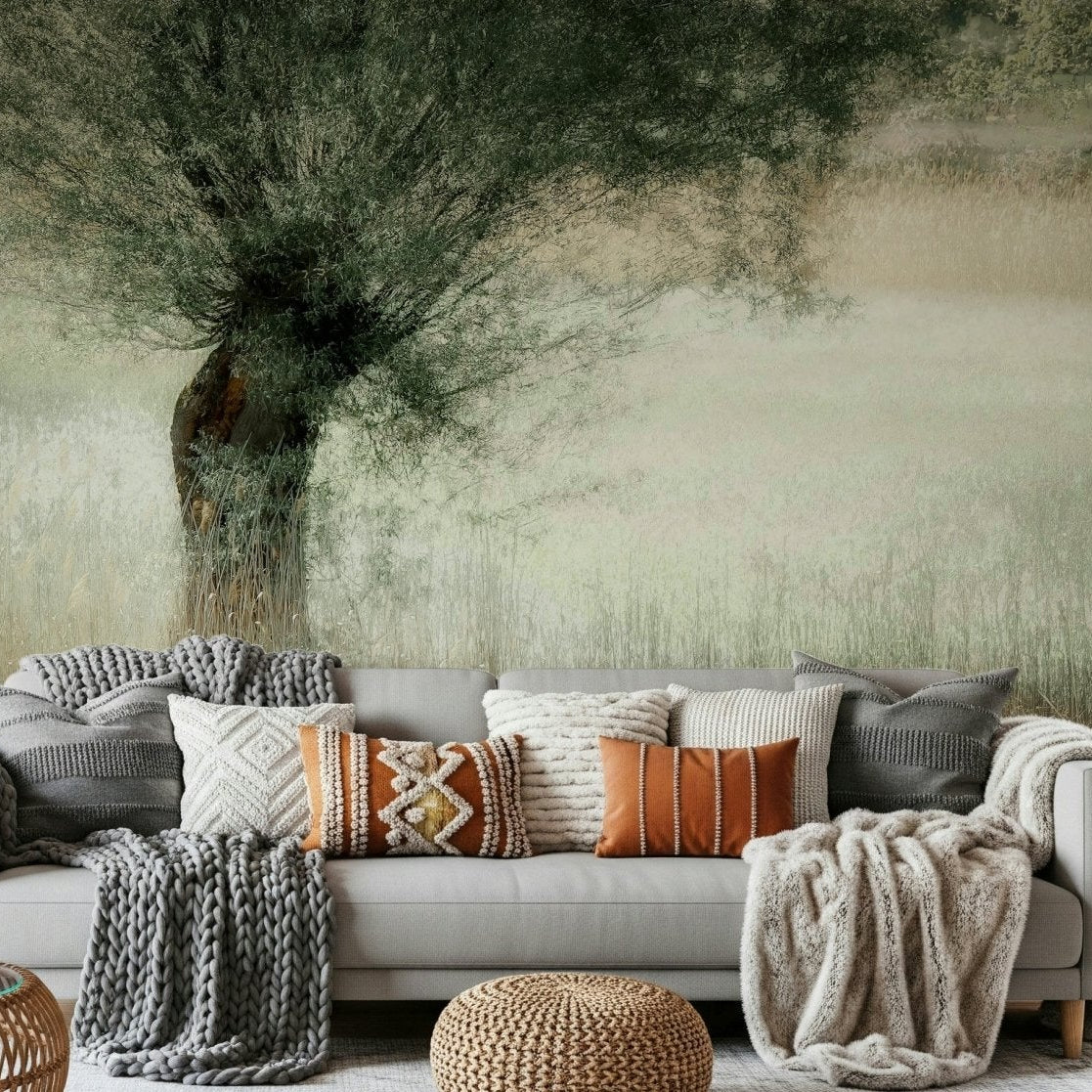 A calming serene view wallpaper mural that defines a space., GD5571