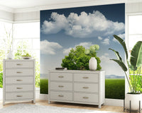 A peaceful open country mural on decorative wallpaper., GD5760