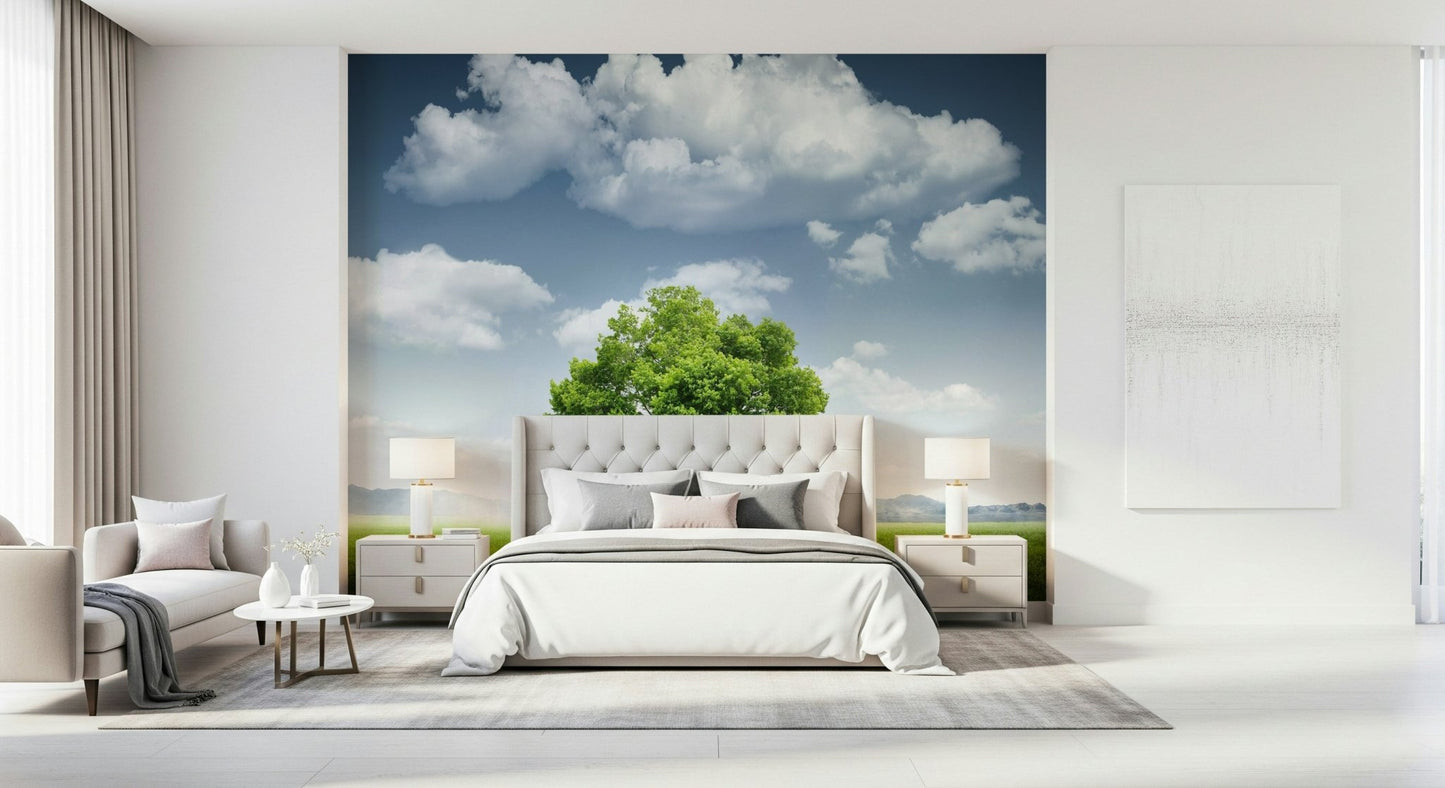 An artistic peaceful field mural on scenic wallpaper., GD5760