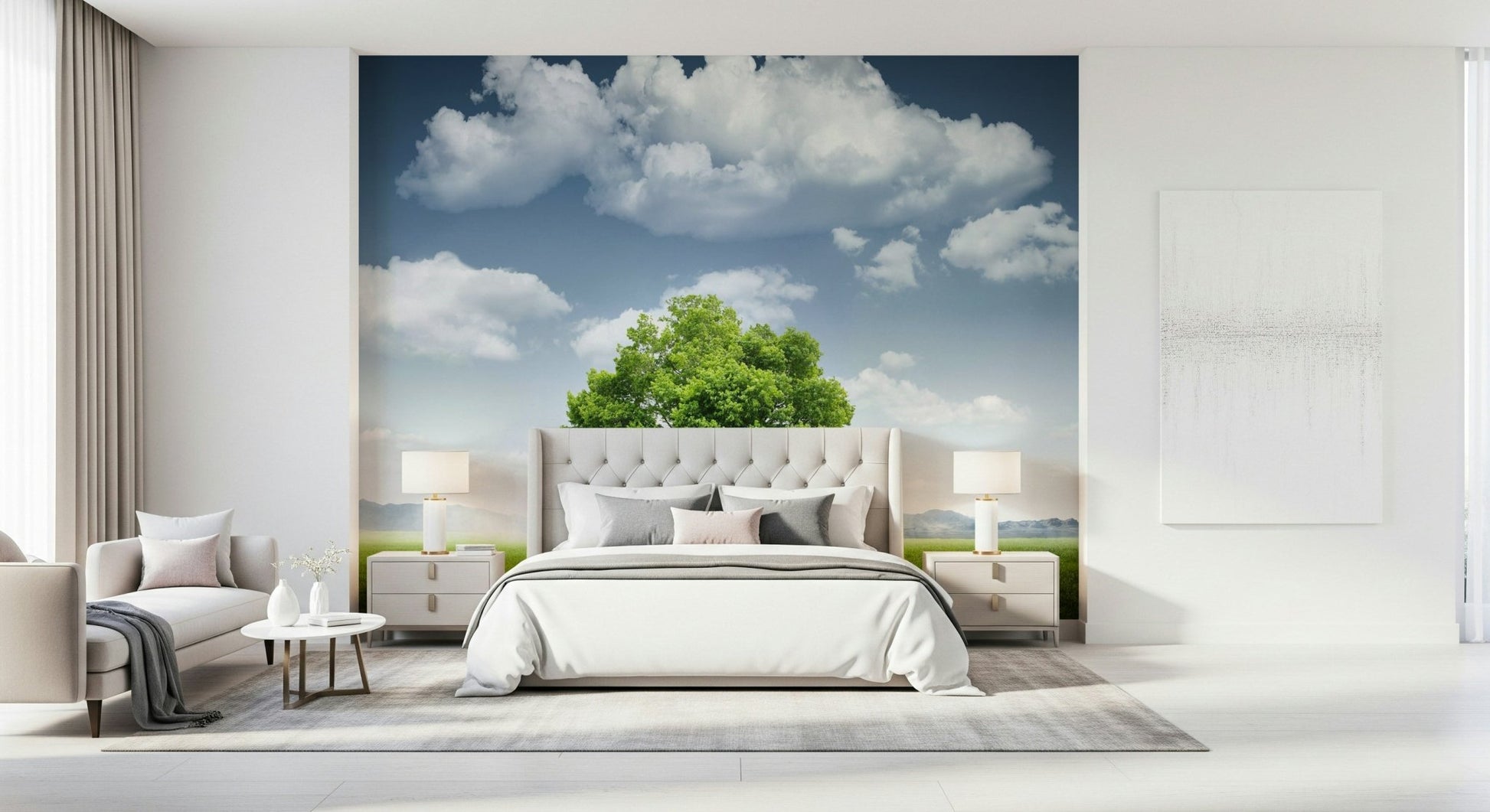 An artistic peaceful field mural on scenic wallpaper., GD5760