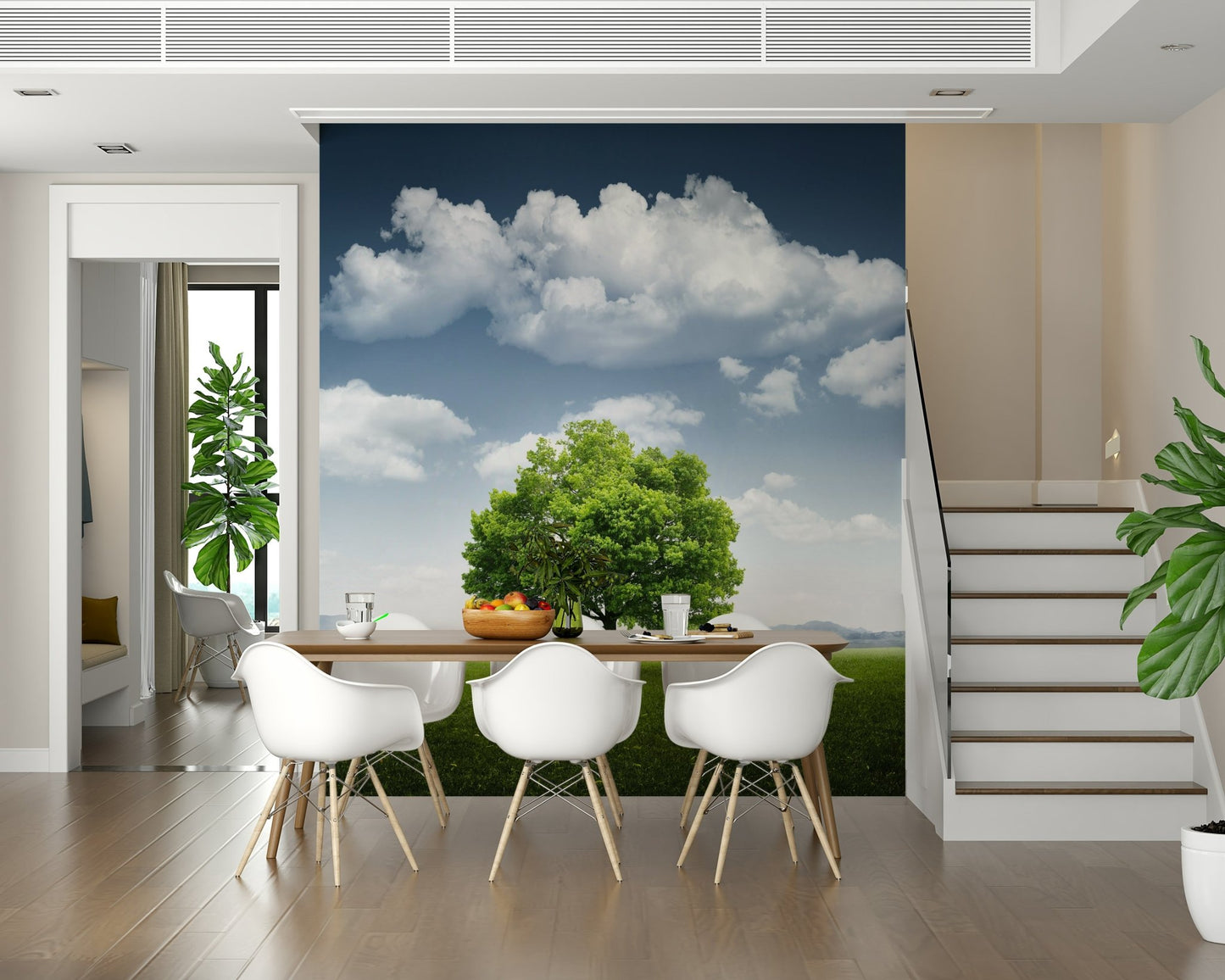 A beautiful modern art wall mural of green fields., GD5760