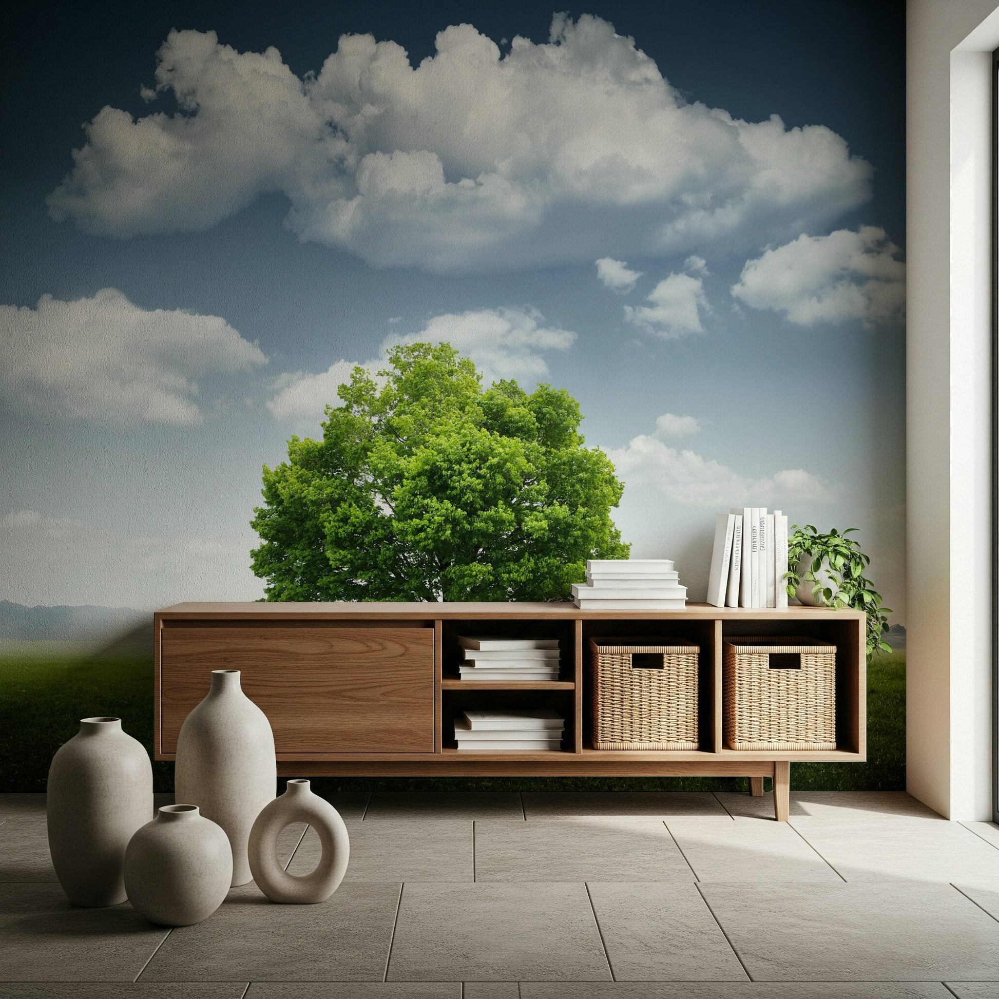 A calming serene view wallpaper mural that defines a space., GD5760
