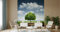 A contemplative gentle green wallpaper mural for a feature wall., GD5760