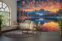 The sky is reflected in a calm, still body of water.

