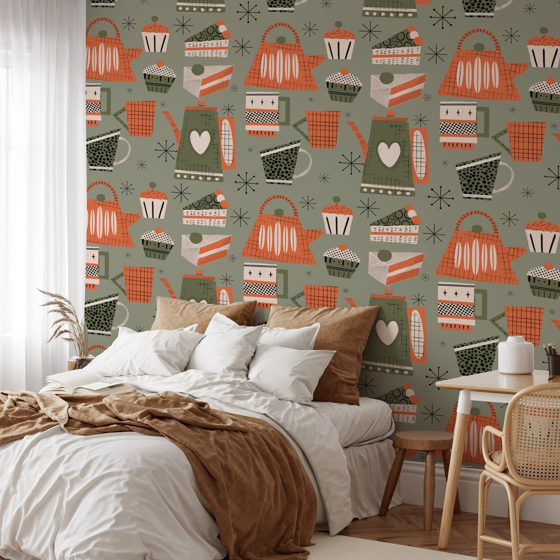 Cozy coffee murals with retro-style designs
