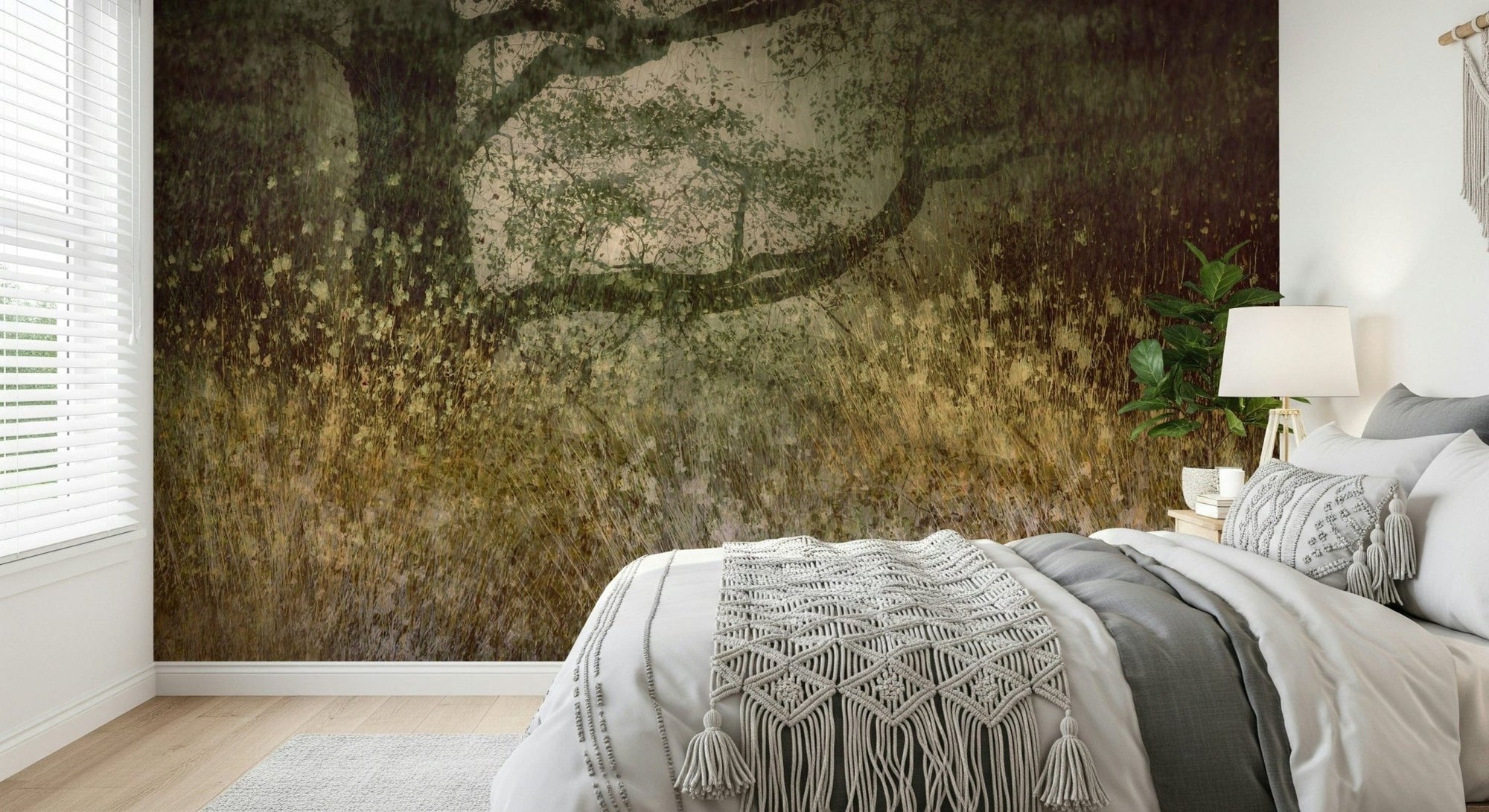 A beautiful subtle abstract wallpaper mural with a filtered light effect., GD5625