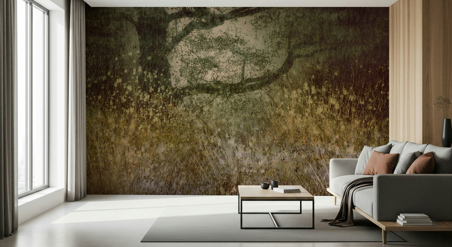 A graceful subtle pattern wall mural in cool, tranquil tones., GD5625