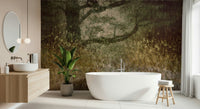 An artistic soft focus mural on minimalist wallpaper., GD5625