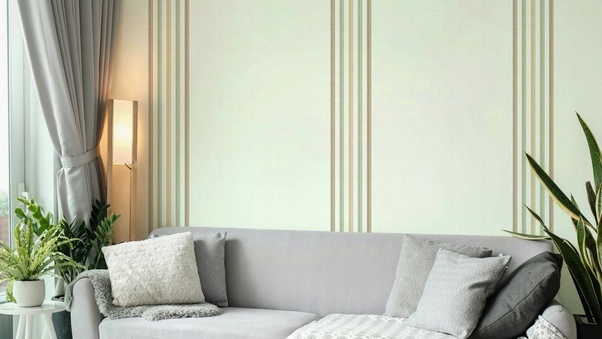 Autumnal striped wallpaper for bedrooms

