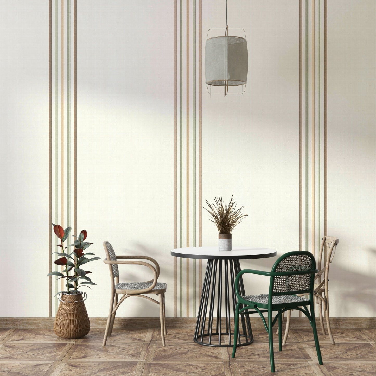 Subtle autumn tones in fine stripe pattern
