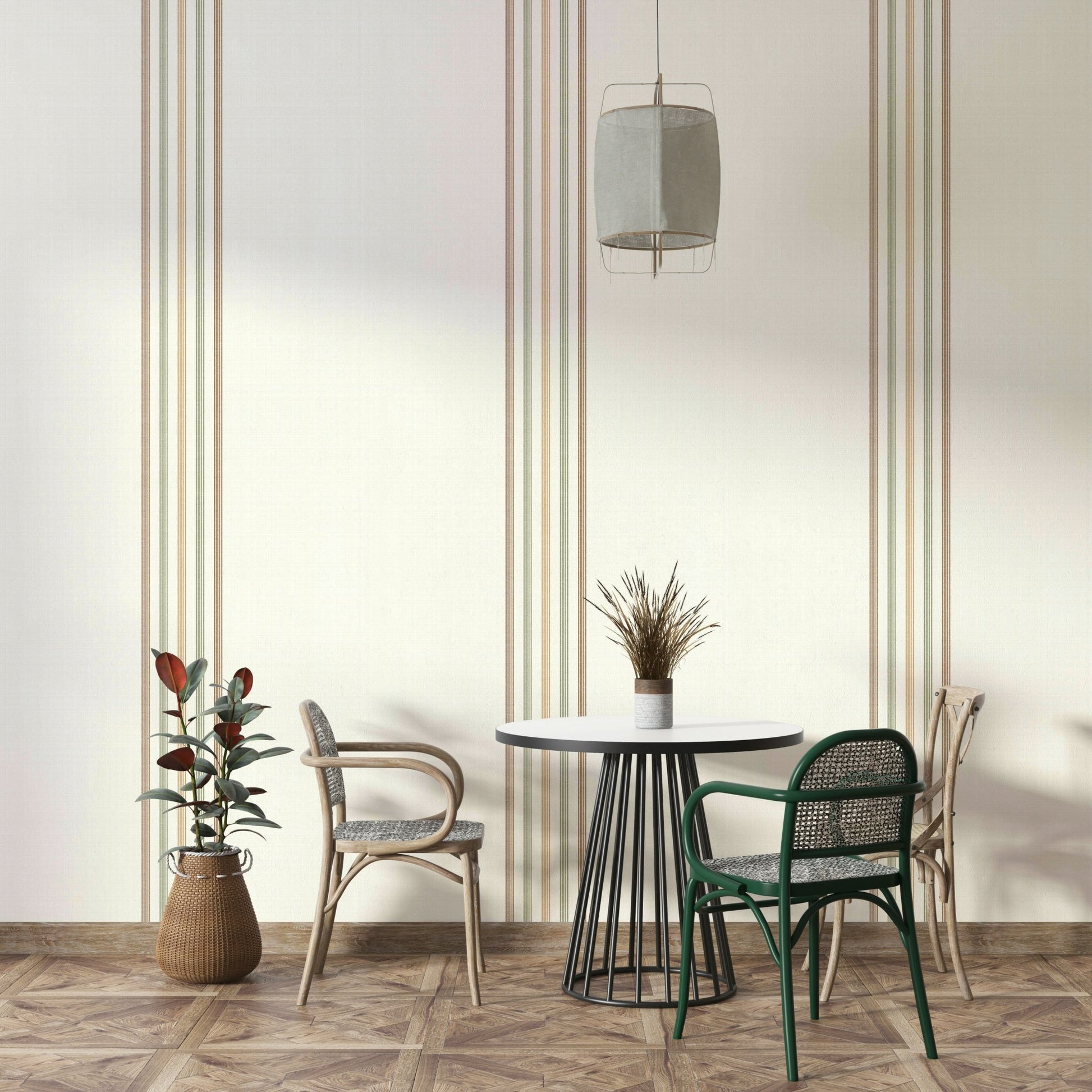 Subtle autumn tones in fine stripe pattern
