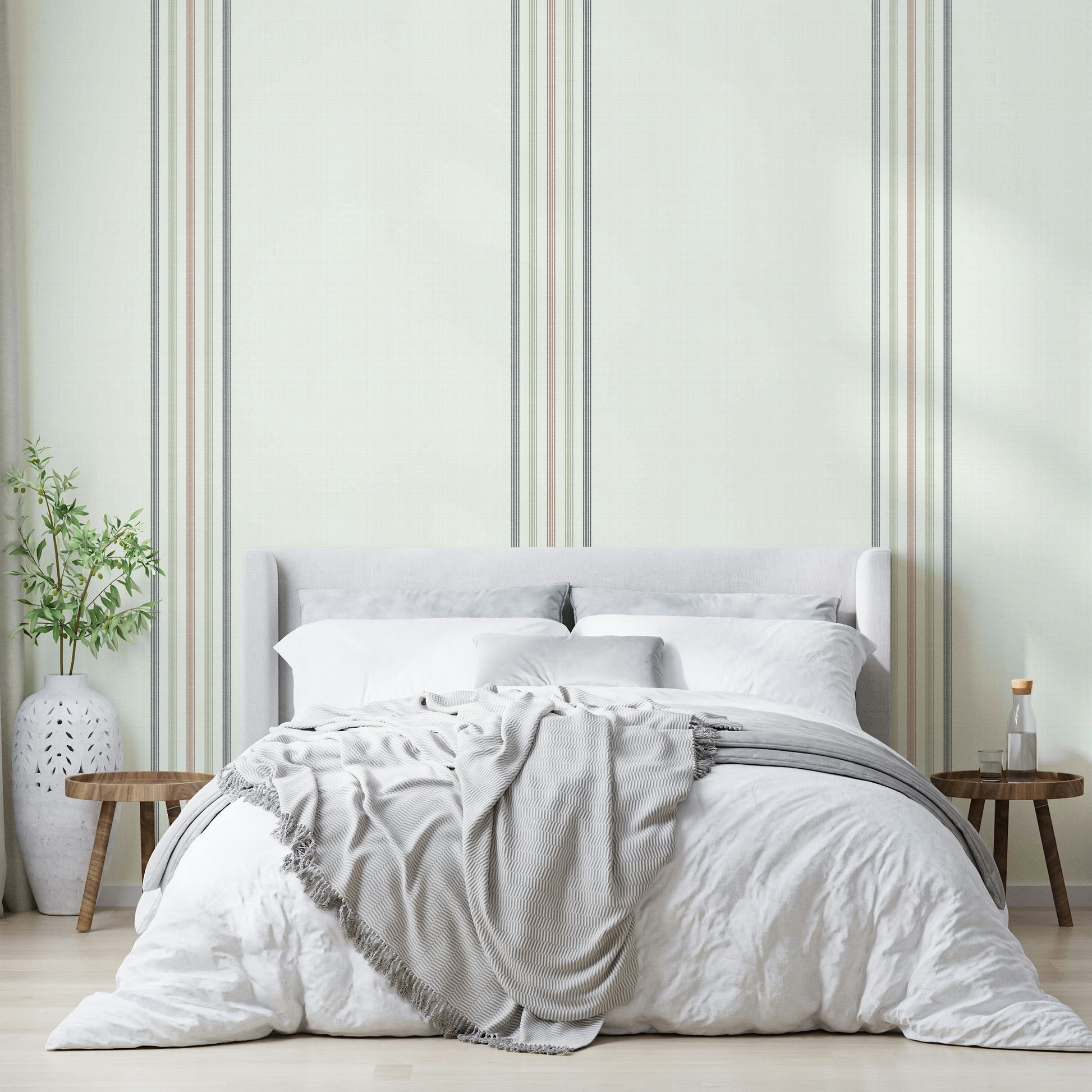 Simple neutral stripe pattern for bedrooms
