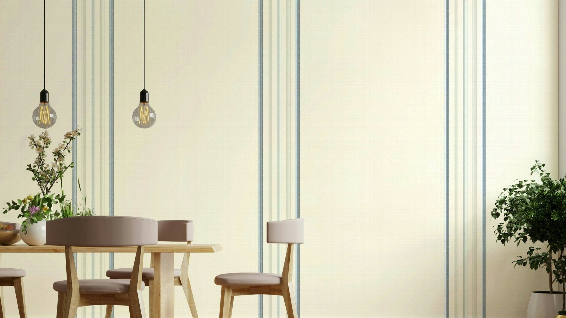 Thin stripe mural in soft cool colors
