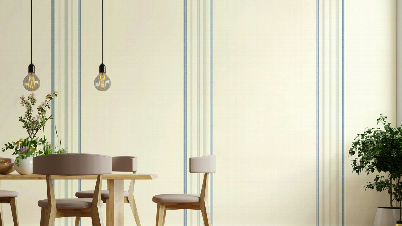 Thin stripe mural in soft cool colors
