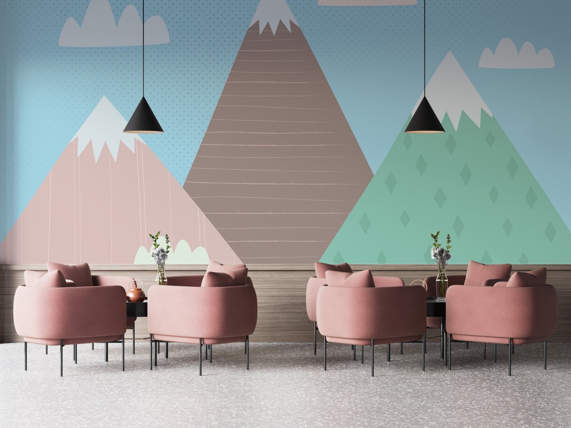 Artistic mountain wallpaper mural design A211
