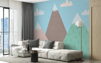 Finely illustrated Mountains Wallpaper Mural - Giffywalls