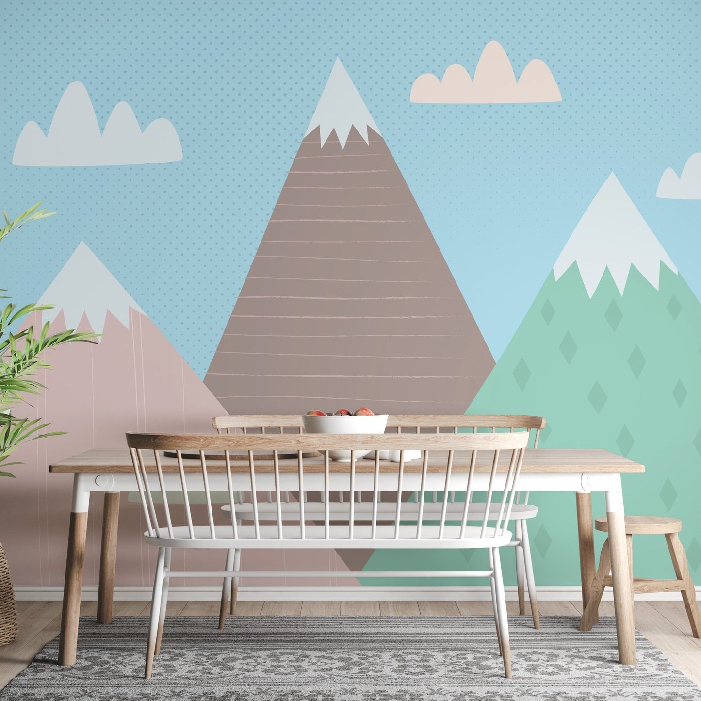 Finely illustrated Mountains Wallpaper Mural - Giffywalls