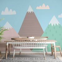 Finely illustrated Mountains Wallpaper Mural - Giffywalls