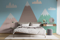 Finely illustrated Mountains Wallpaper Mural - Giffywalls