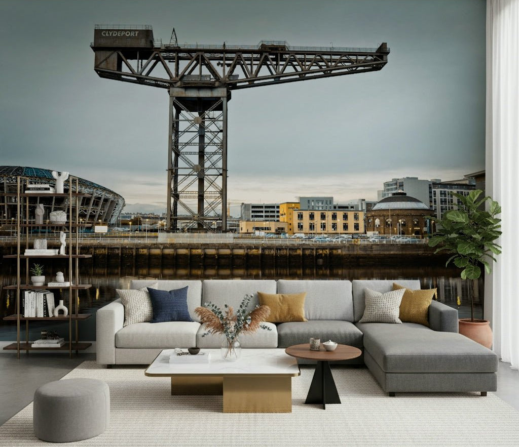Urban cityscape wallpaper showcasing industrial engineering for a lounge wall mural., GD7727