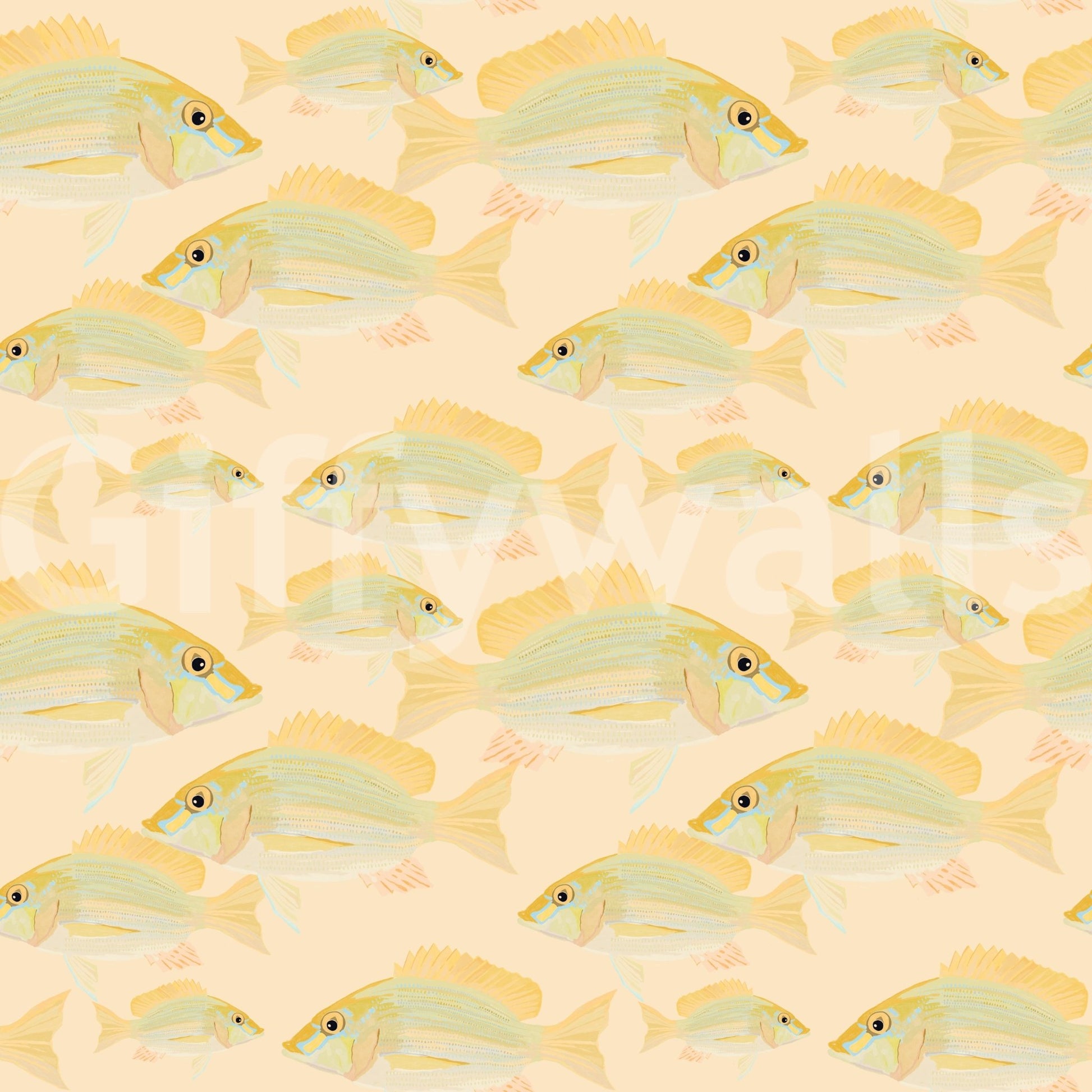 Simple and fun fish mural for walls

