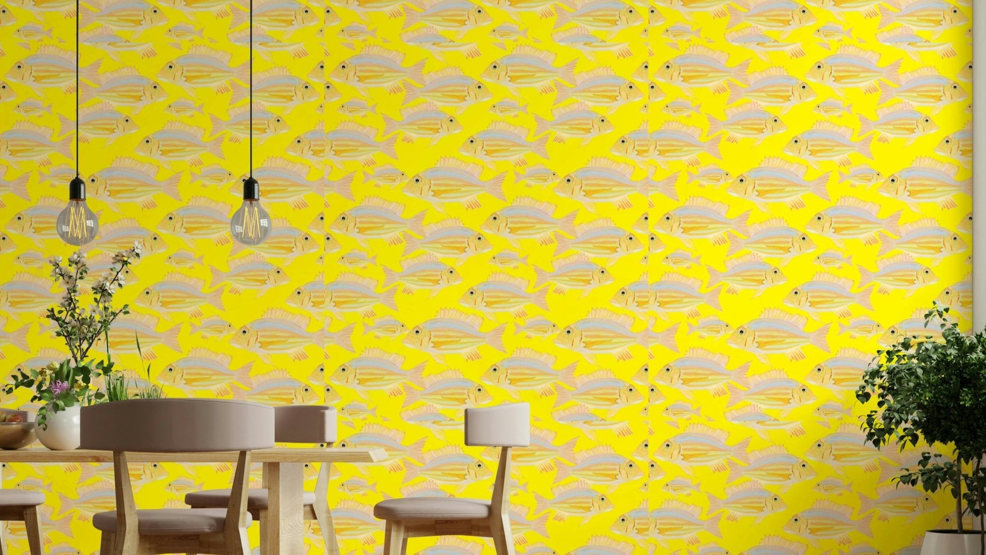 Fish Wallpaper featuring colorful underwater patterns, GD2165