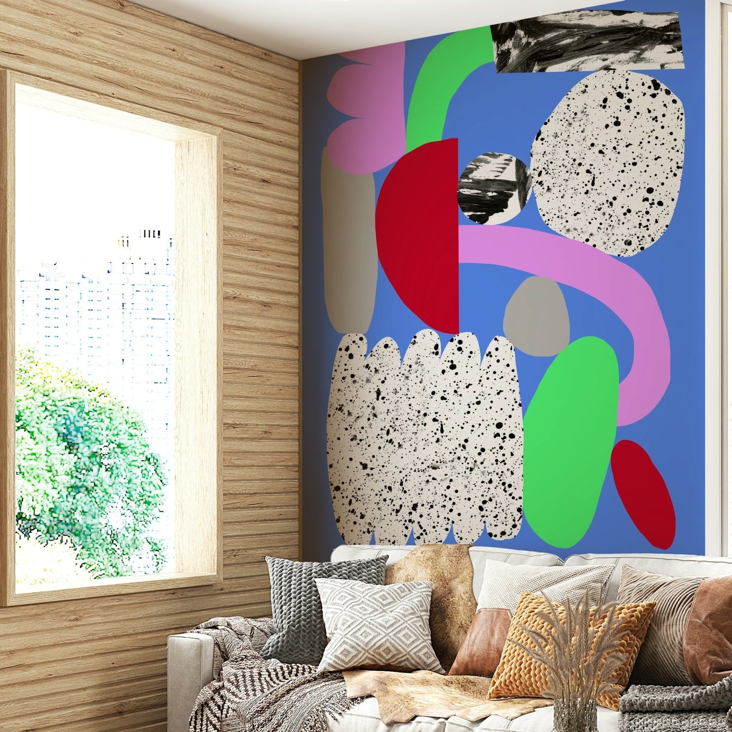 Artistic flakes wall mural for modern spaces

