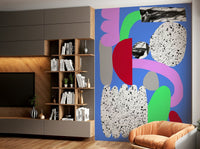 Scattered shape design on wall mural

