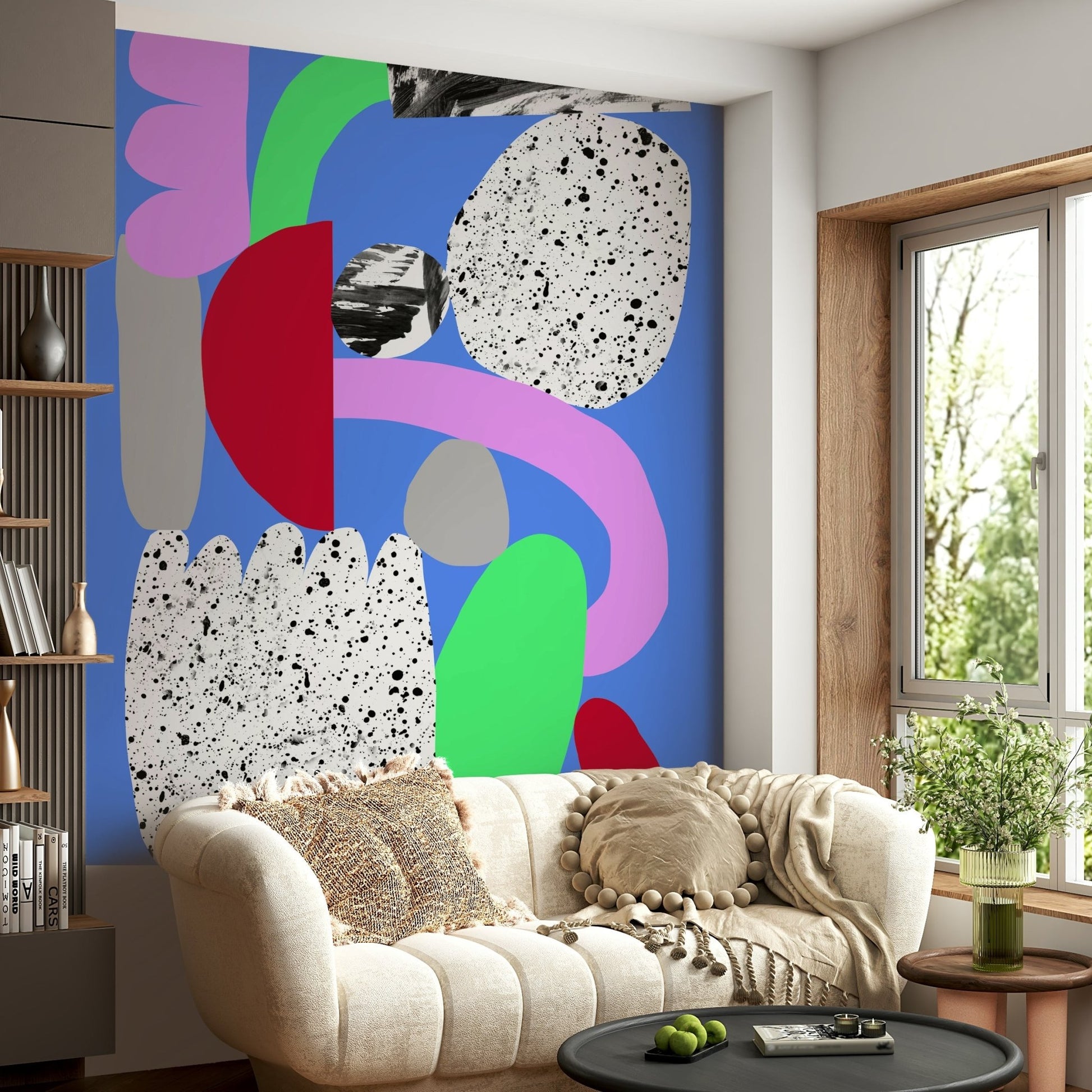 Soft paper-cut effect on flakes wallpaper

