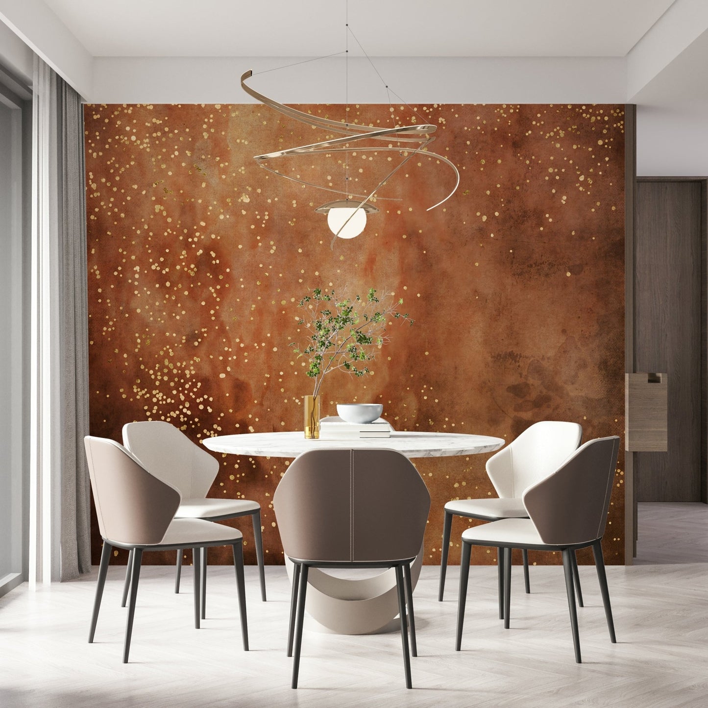 A contemplative intense light wallpaper mural for a feature wall.