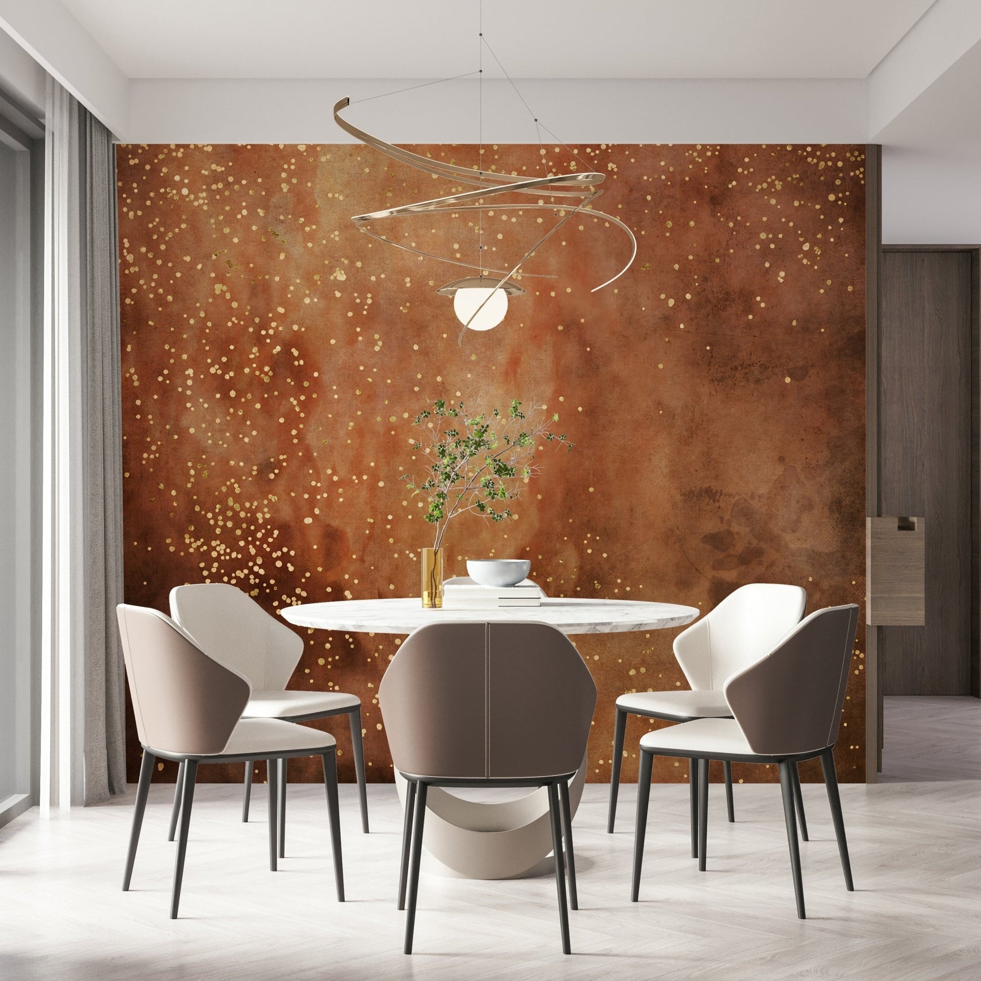 A contemplative intense light wallpaper mural for a feature wall.