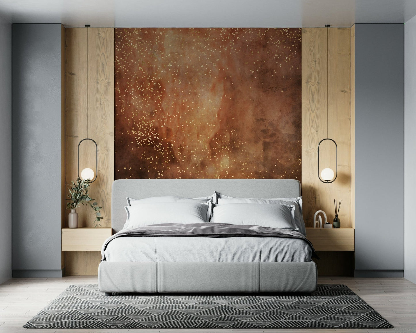 A serene flowing design wall mural for dramatic decor.