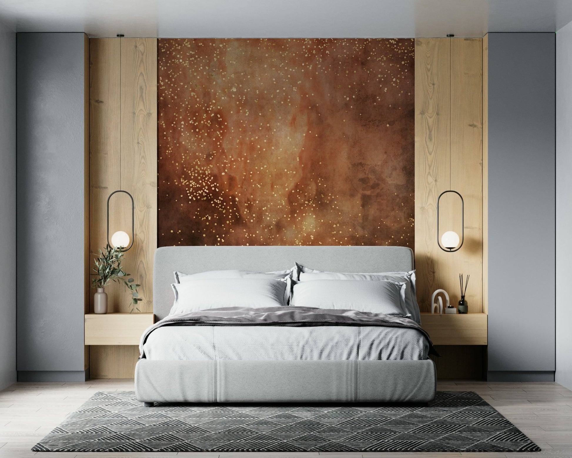 A serene flowing design wall mural for dramatic decor.