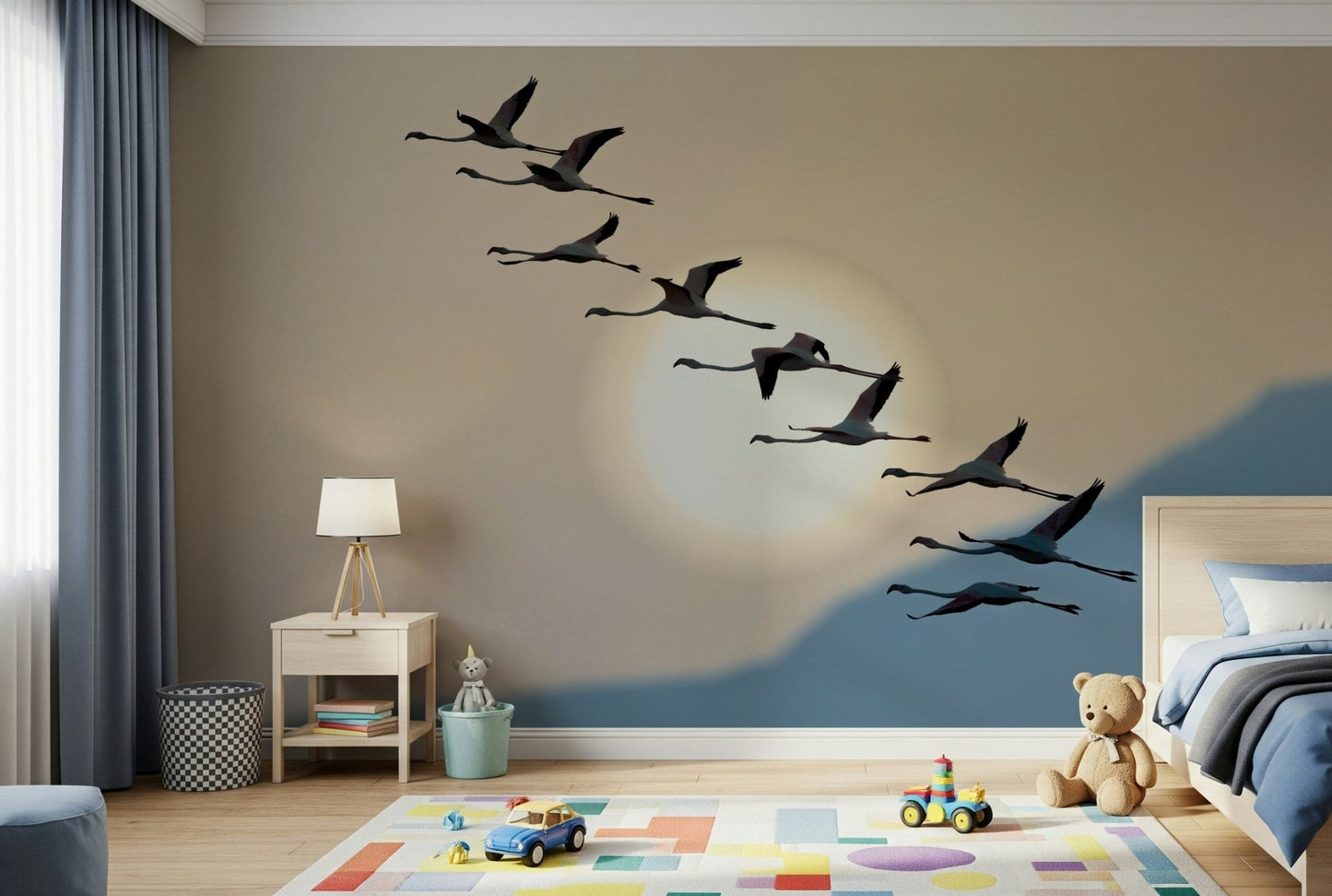 A contemplative gentle design wallpaper mural for a feature wall.